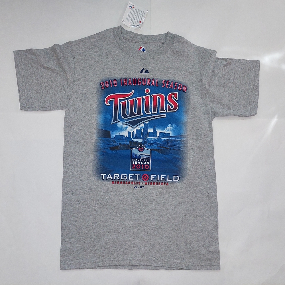 Minnesota Twins Inaugural Season 2010 Majestic MLB T-Shirt Gray Adult Size S.